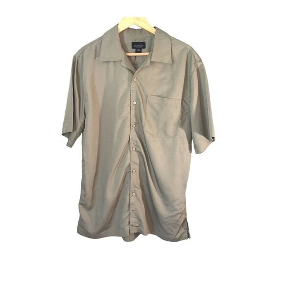 David Taylor Collection Button Up Short Sleeved Tan Casual Shirt Size Medium - Picture 1 of 8